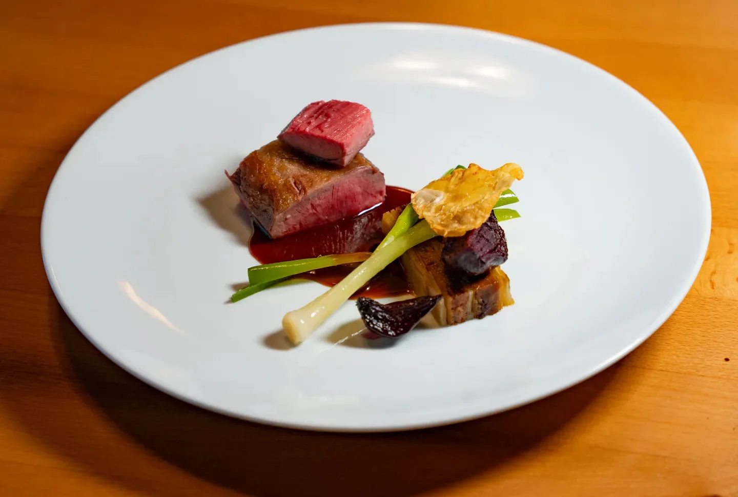 Lamb saddle with spring onion and beets
